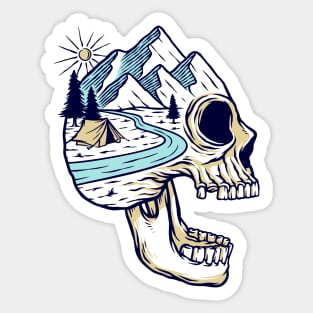 Scary Skull Nature Illustration Sticker